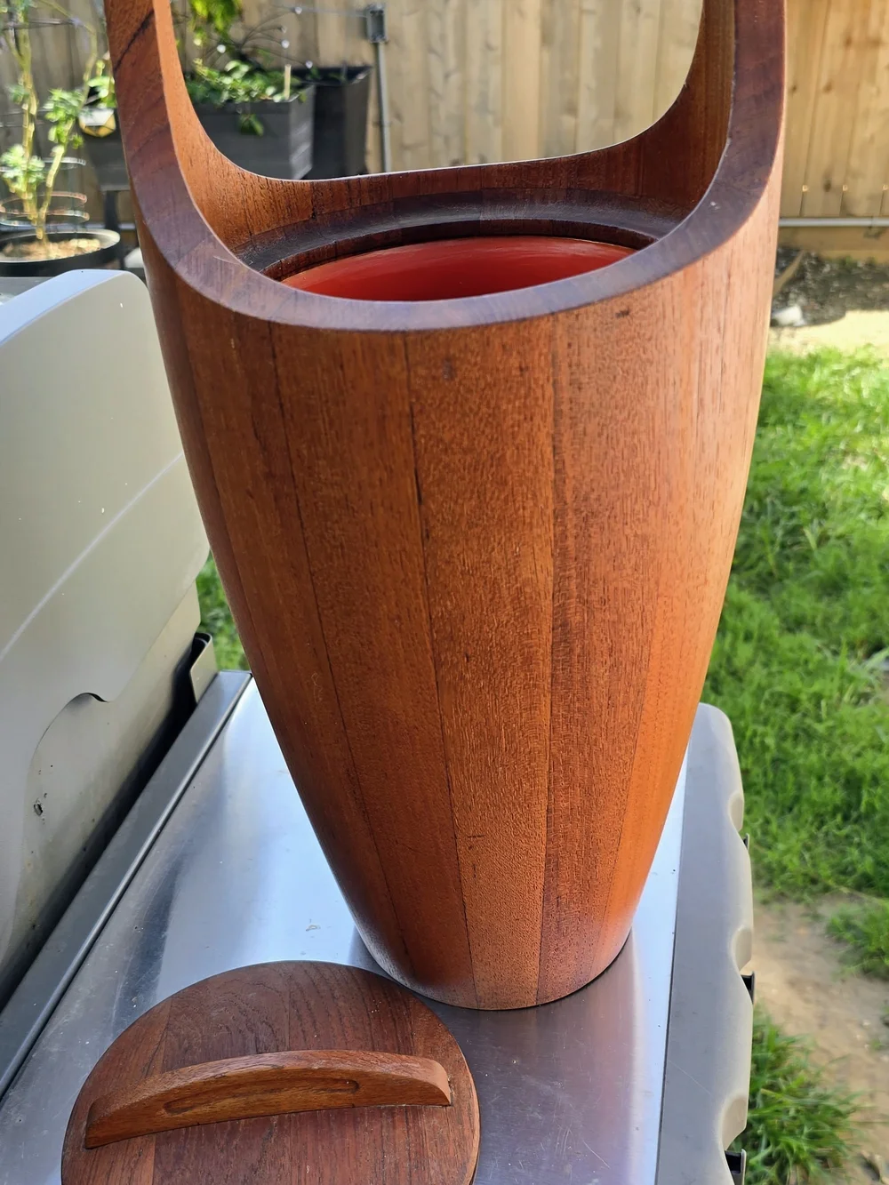 Dansk Mid-Century Teak Ice Bucket - Warm Brown